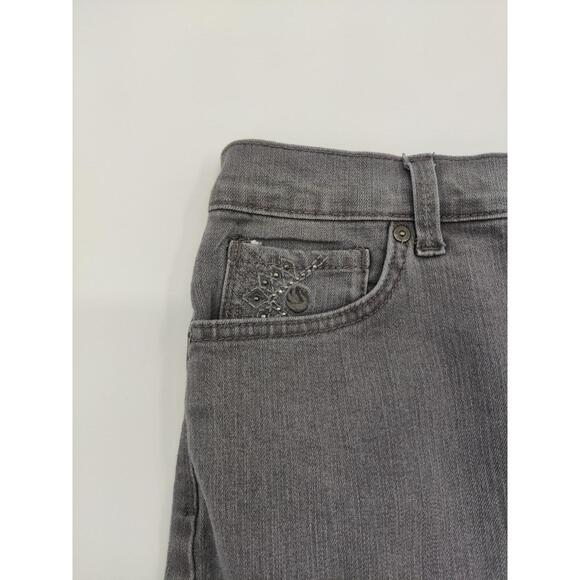 Gloria Vanderbilt Jeans Womens Sz 8 Grey Straight Amanda Bedazzled Pocket Casual - Picture 9 of 15